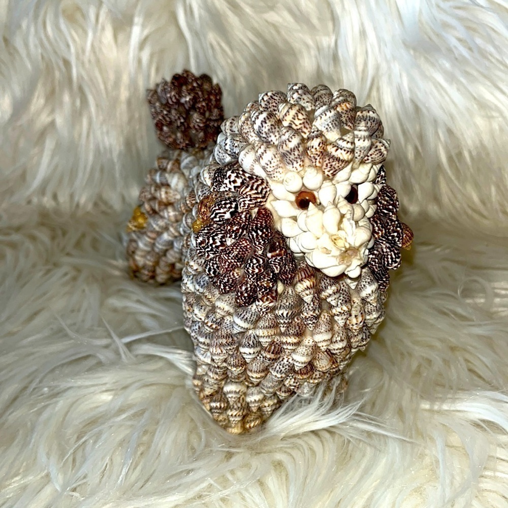 VTG Seashell Covered Figurine Dogs Souvenir Trinket Collectible Shell Ar…